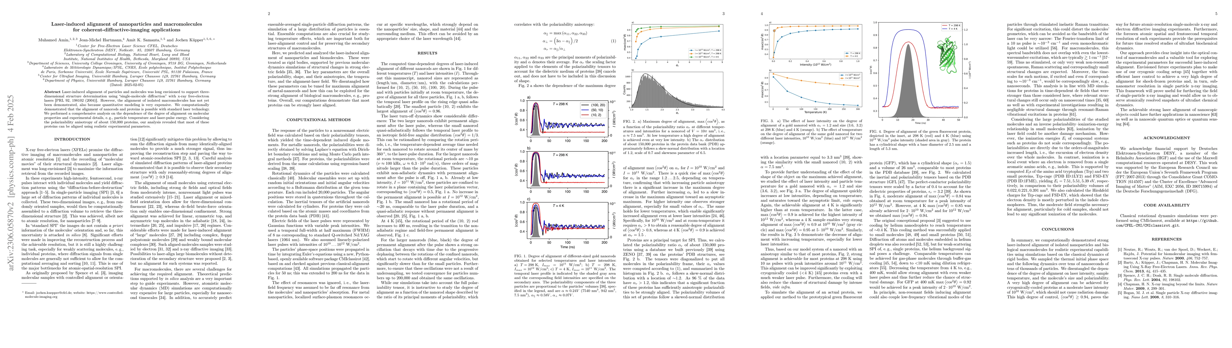 Thumbnail for Laser-induced alignment of nanoparticles and macromolecules for
  single-particle-imaging applications
