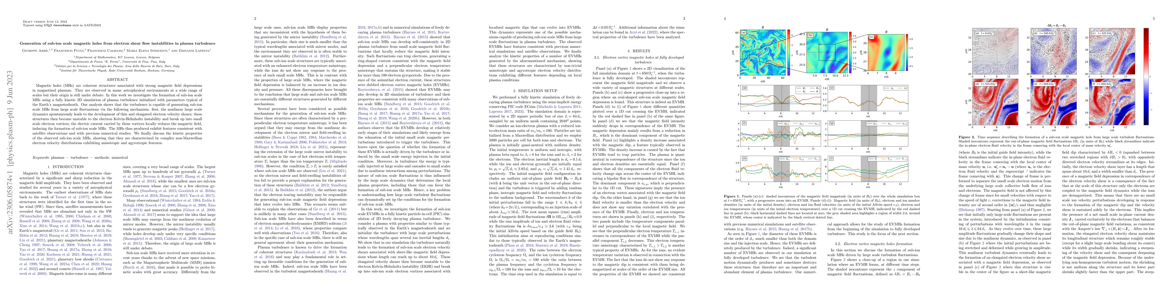 Thumbnail for Generation of sub-ion scale magnetic holes from electron shear flow
  instabilities in plasma turbulence