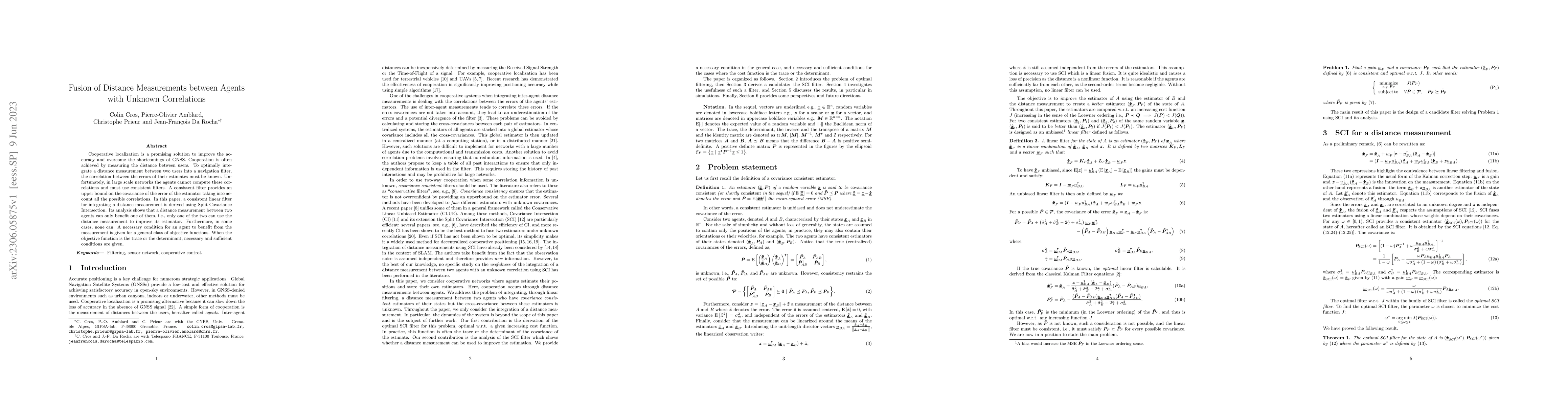 Thumbnail for Fusion of Distance Measurements between Agents with Unknown Correlations