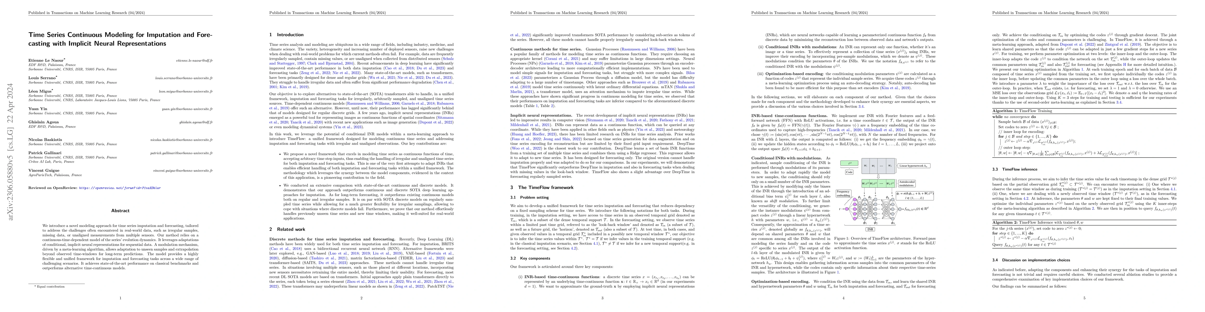 Thumbnail for Time Series Continuous Modeling for Imputation and Forecasting with
  Implicit Neural Representations