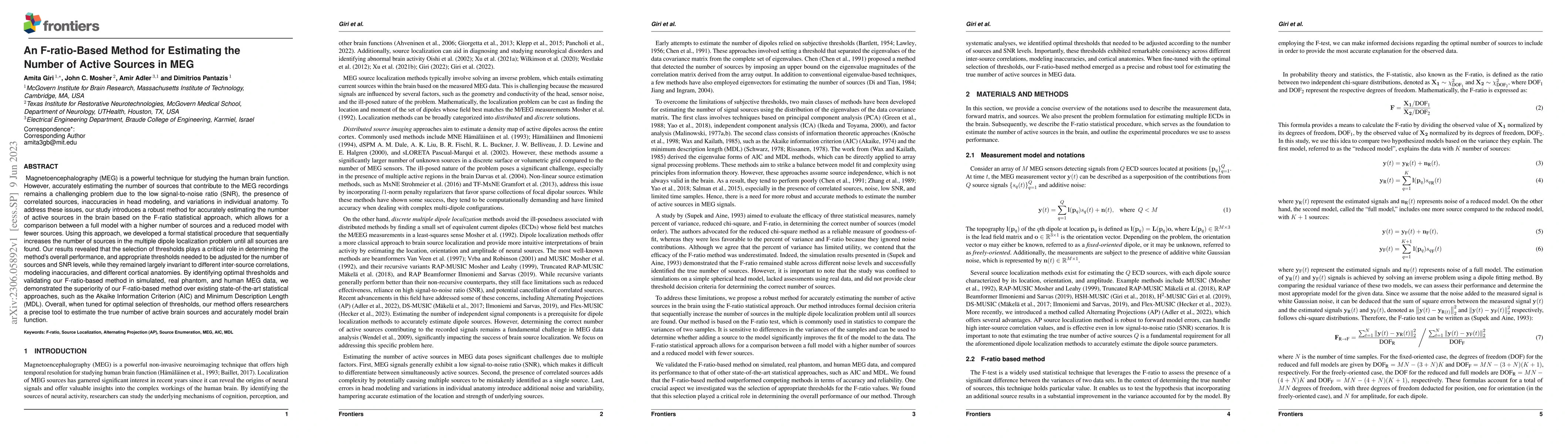 Thumbnail for An F-ratio-Based Method for Estimating the Number of Active Sources in
  MEG