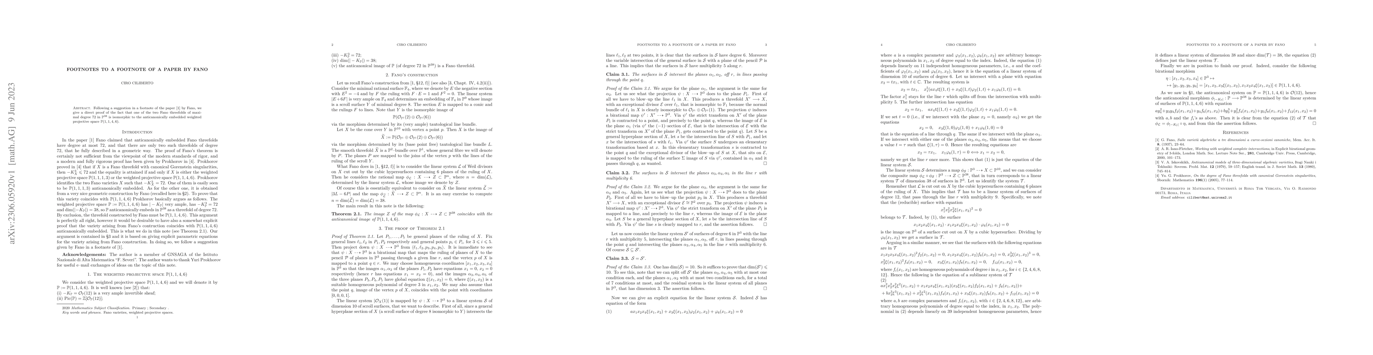 Thumbnail for Footnotes to a footnote of a paper by Fano