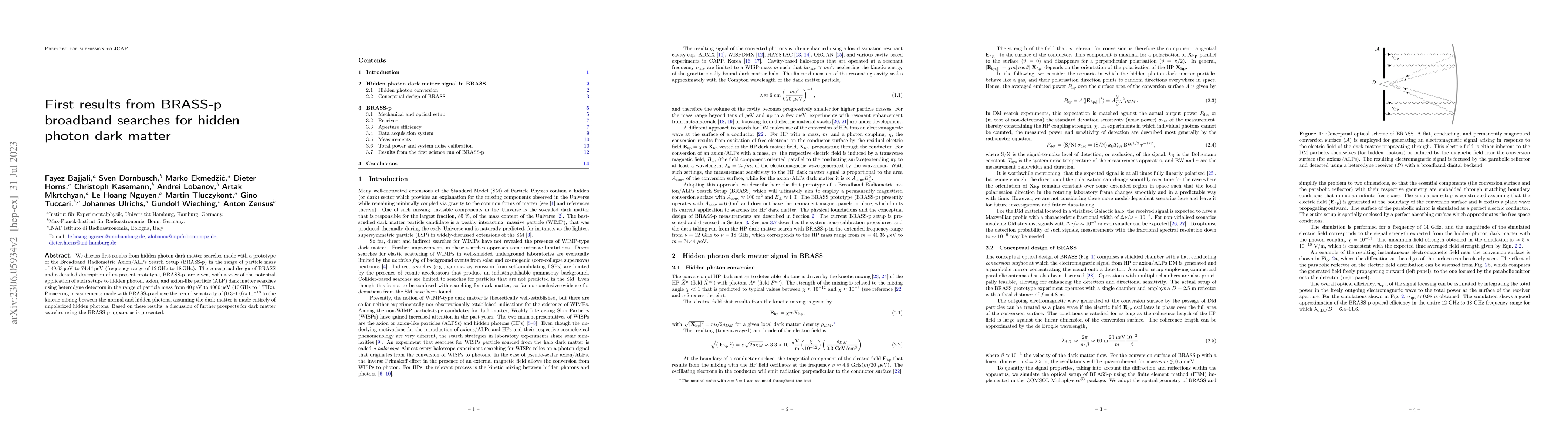 Thumbnail for First results from BRASS-p broadband searches for hidden photon dark
  matter