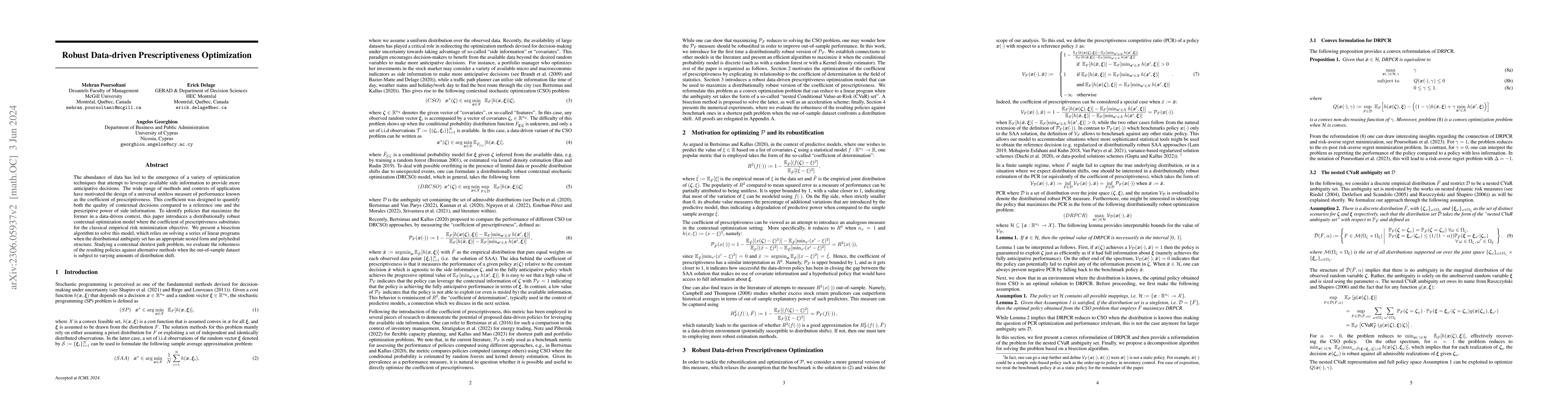 Thumbnail for Robust Data-driven Prescriptiveness Optimization