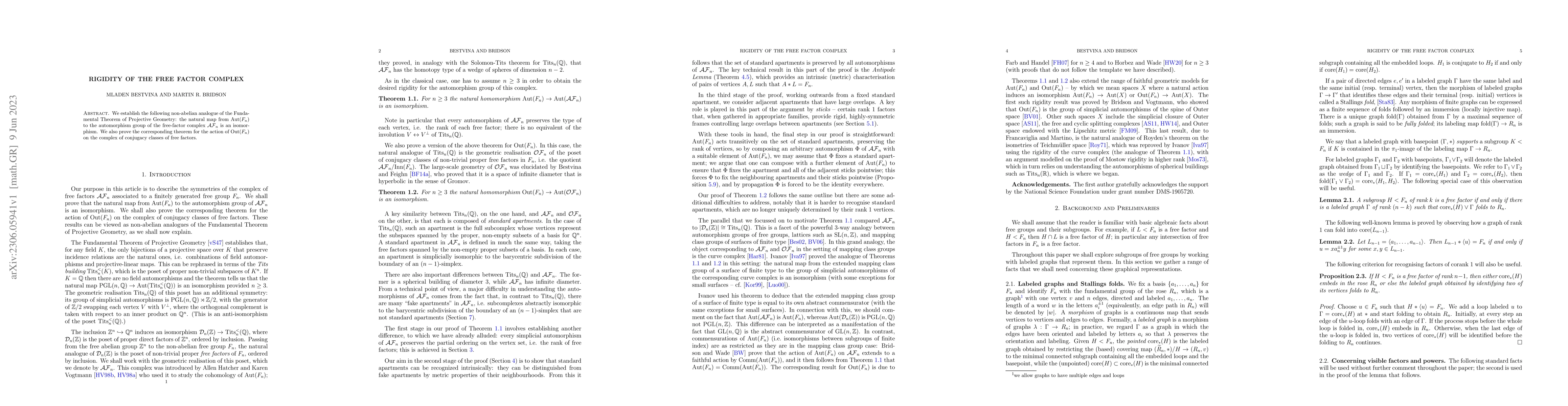 Thumbnail for Rigidity of the free factor complex