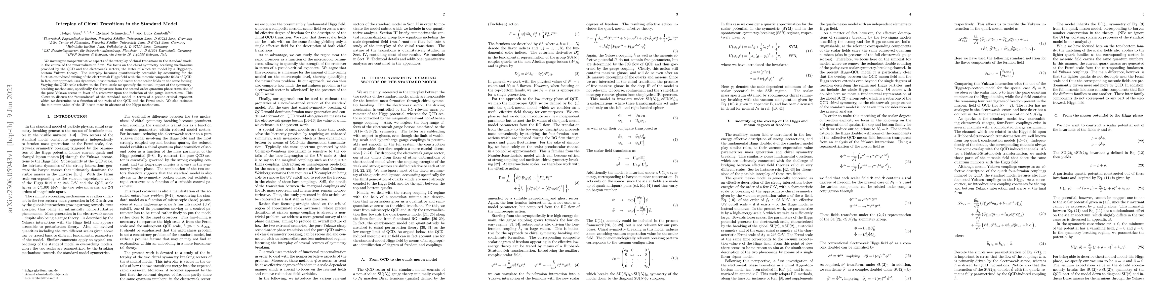 Thumbnail for Interplay of Chiral Transitions in the Standard Model