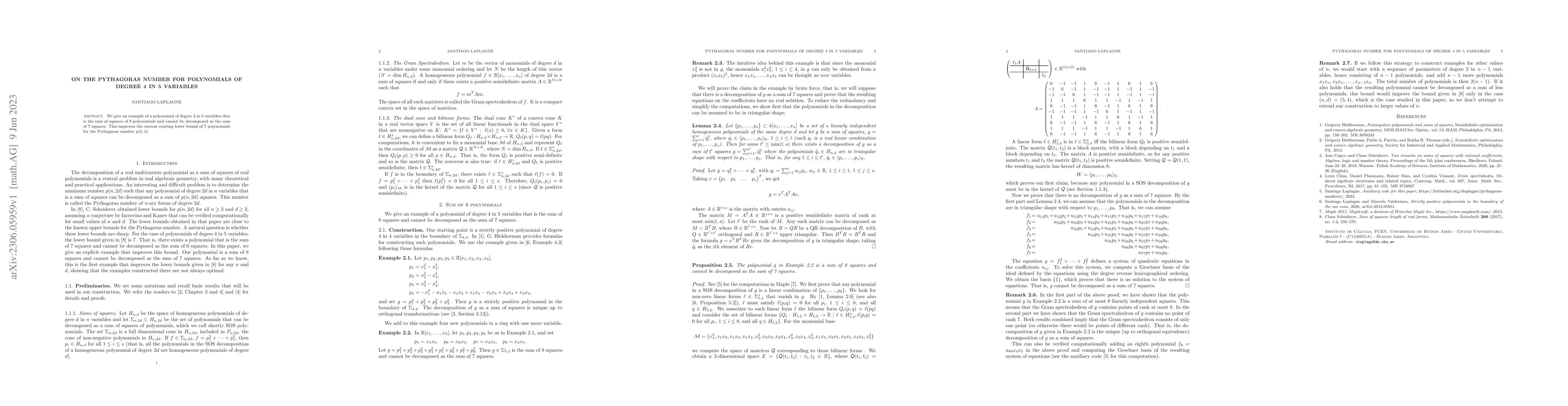 Thumbnail for On the Pythagoras number for polynomials of degree 4 in 5 variables