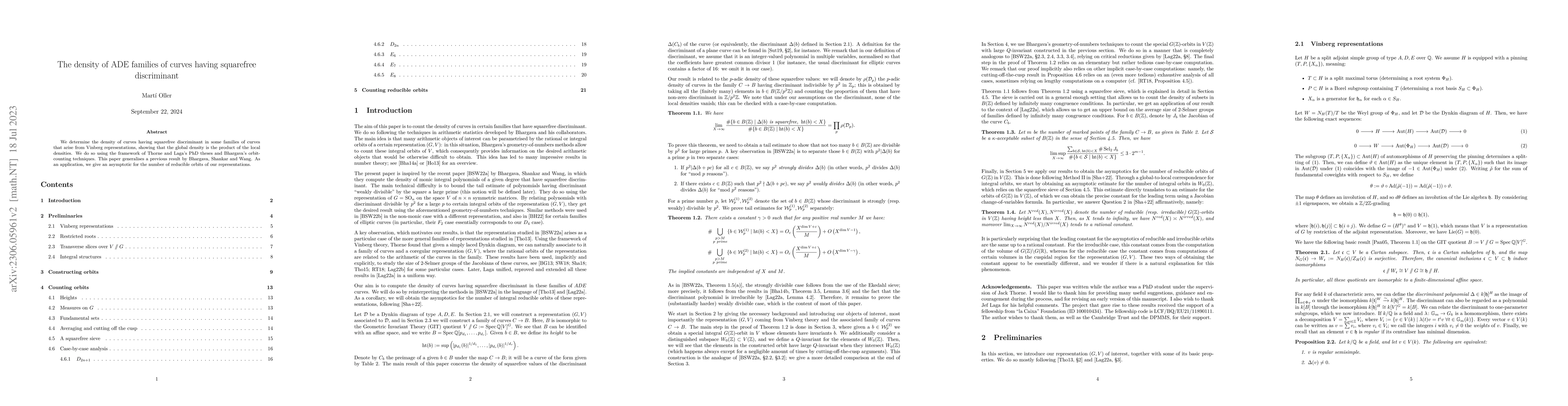 Thumbnail for The density of ADE families of curves having squarefree discriminant