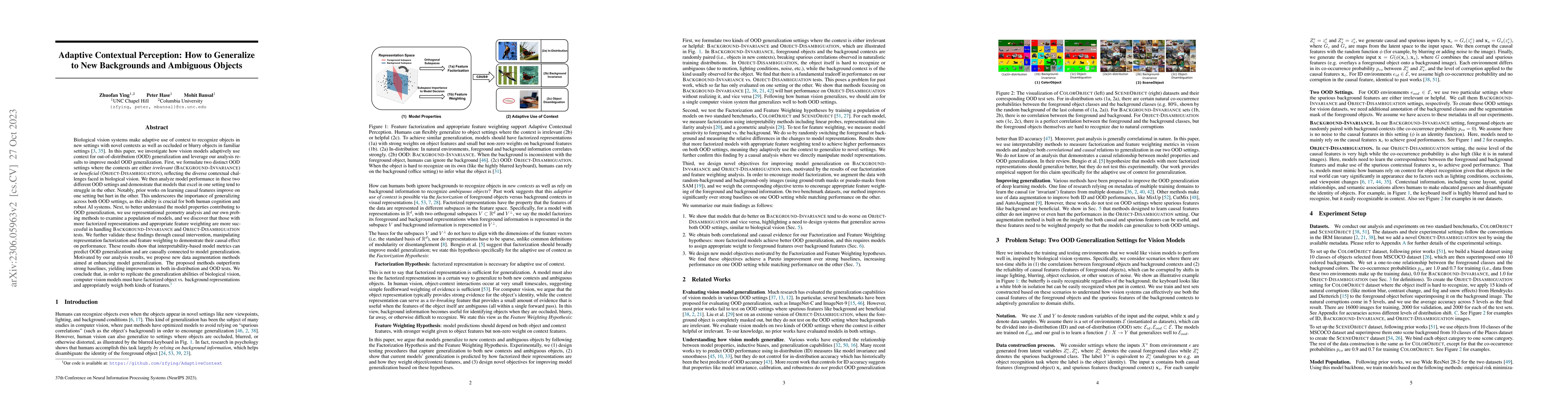 Thumbnail for Adaptive Contextual Perception: How to Generalize to New Backgrounds and
  Ambiguous Objects
