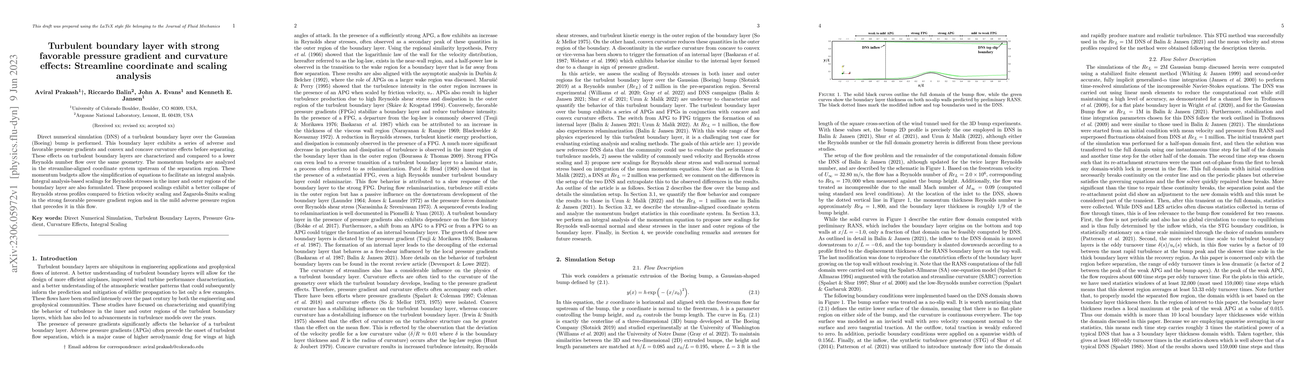 Thumbnail for Turbulent boundary layer with strong favorable pressure gradient and
  curvature effects: Streamline coordinate and scaling analysis