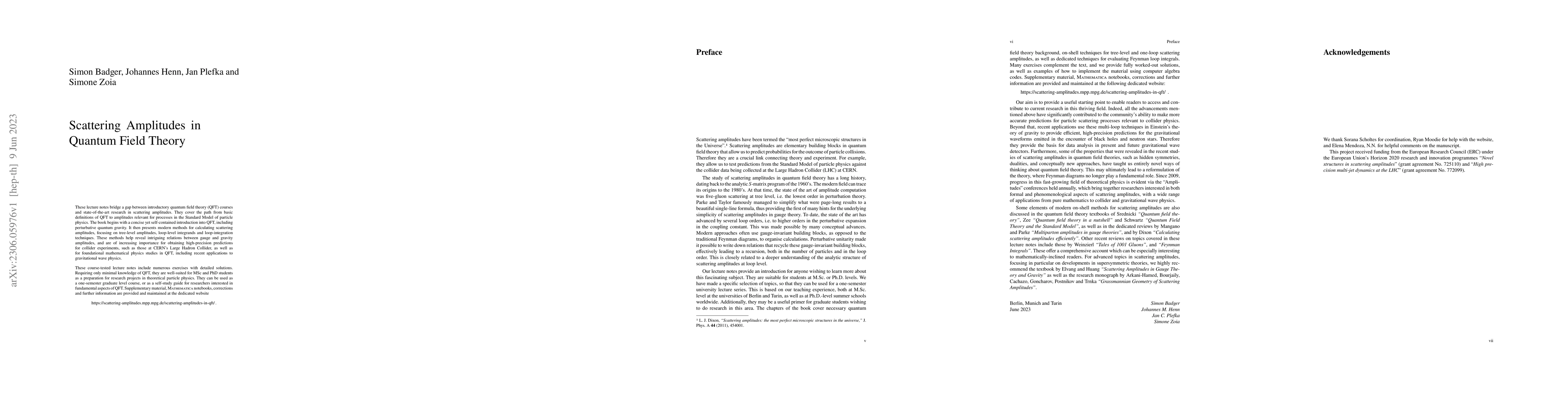 Thumbnail for Scattering Amplitudes in Quantum Field Theory