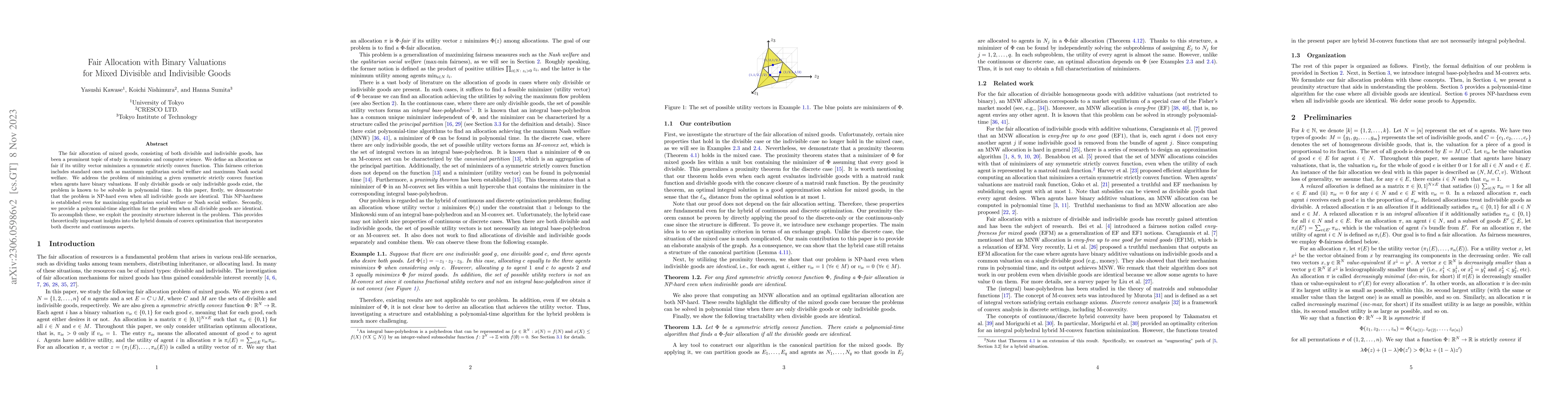 Thumbnail for Fair Allocation with Binary Valuations for Mixed Divisible and
  Indivisible Goods