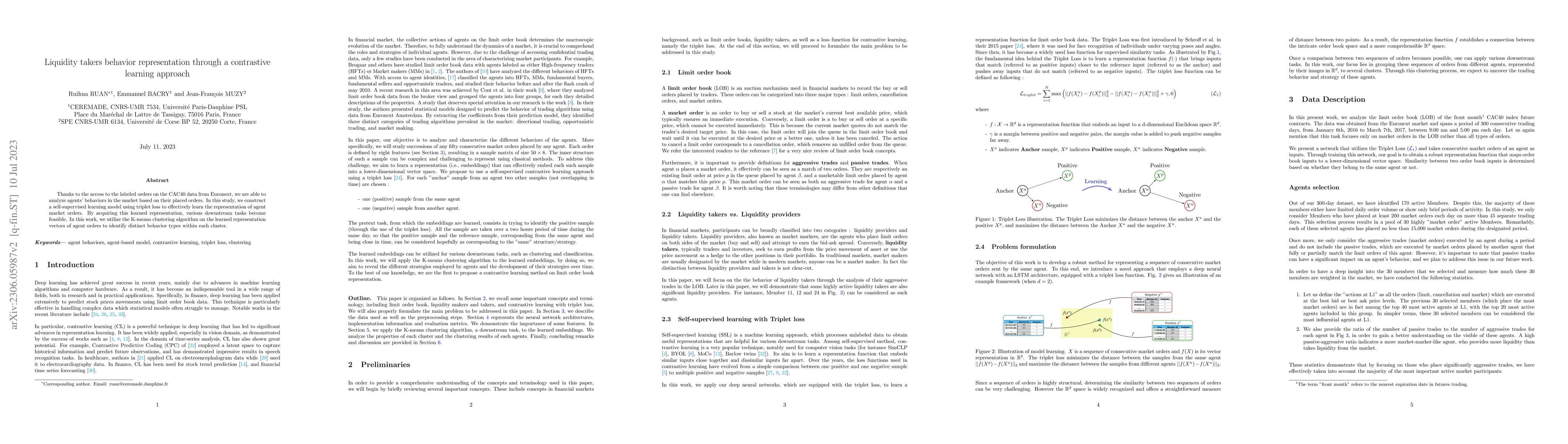 Thumbnail for Liquidity takers behavior representation through a contrastive learning
  approach