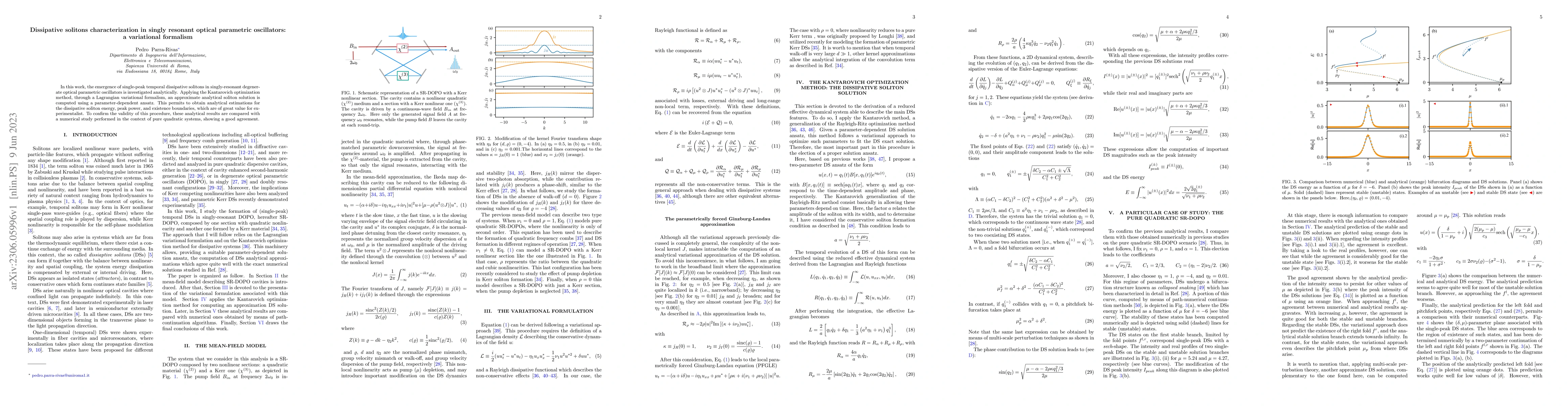 Thumbnail for Dissipative solitons characterization in singly resonant optical
  parametric oscillators: a variational formalism