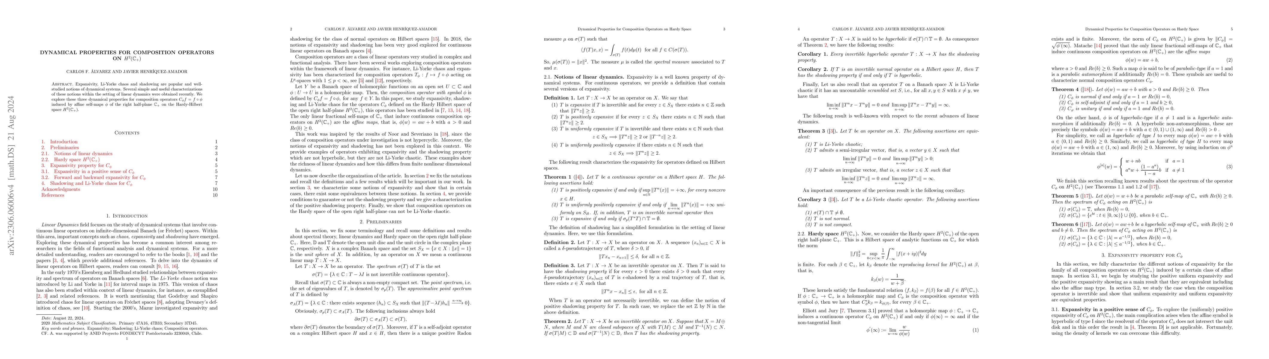 Thumbnail for Dynamical properties for composition operators on
  $H^{2}(\mathbb{C}_{+})$