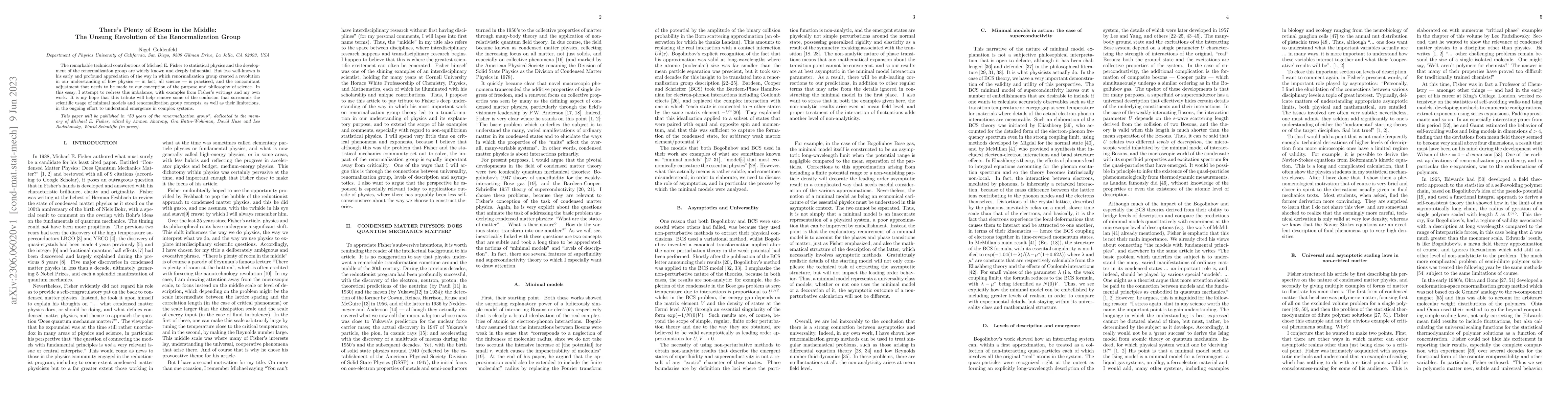 Thumbnail for There's Plenty of Room in the Middle: The Unsung Revolution of the
  Renormalization Group