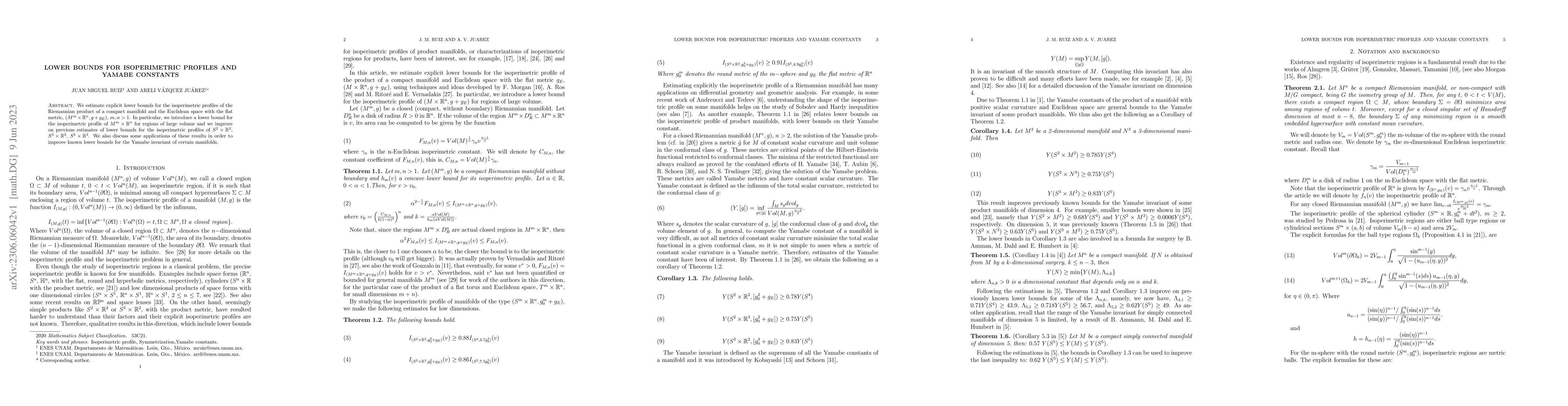 Thumbnail for Lower bounds for isoperimetric profiles and Yamabe constants
