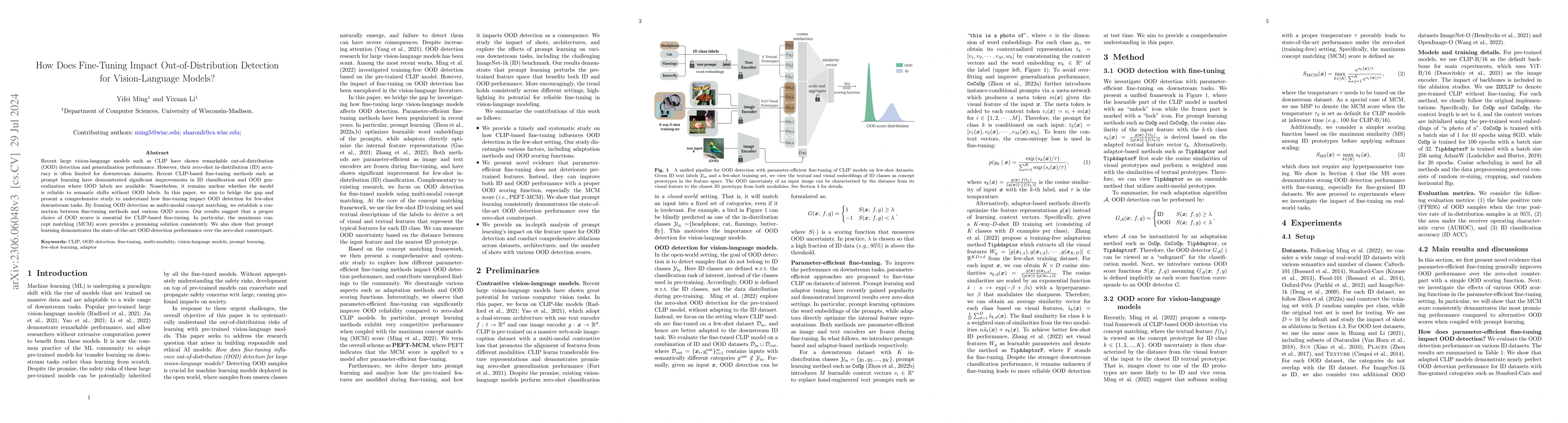 Thumbnail for How Does Fine-Tuning Impact Out-of-Distribution Detection for
  Vision-Language Models?
