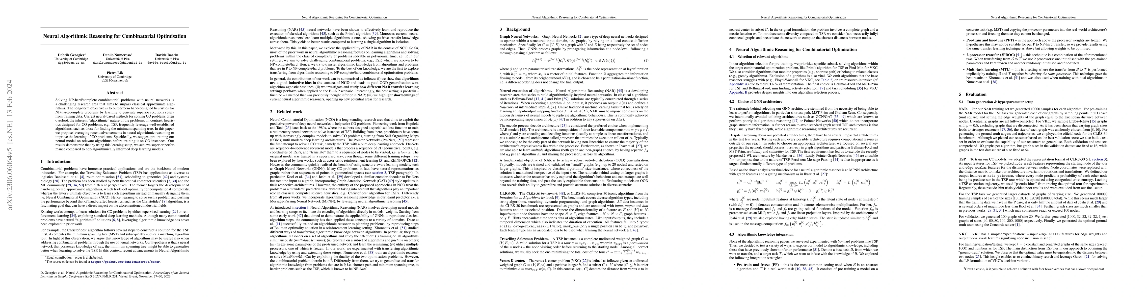 Thumbnail for Neural Algorithmic Reasoning for Combinatorial Optimisation