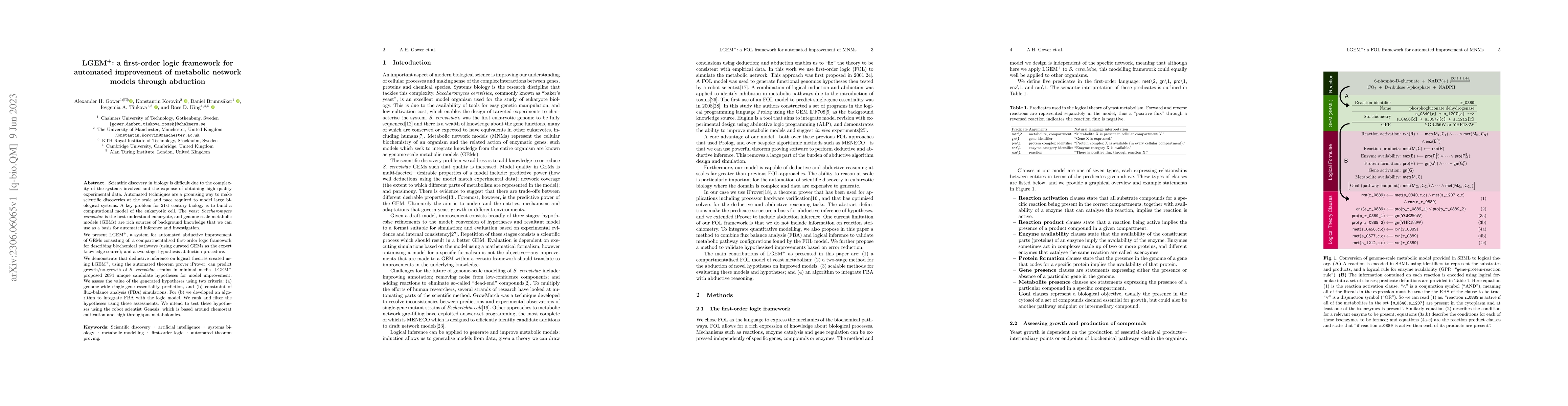 Thumbnail for LGEM$^\text{+}$: a first-order logic framework for automated improvement
  of metabolic network models through abduction