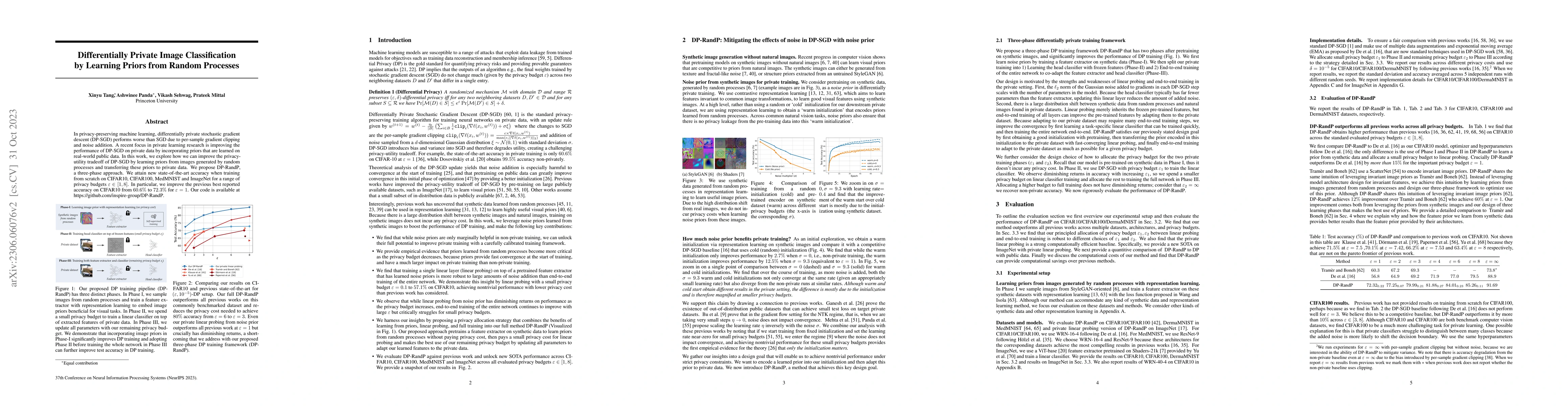 Thumbnail for Differentially Private Image Classification by Learning Priors from
  Random Processes