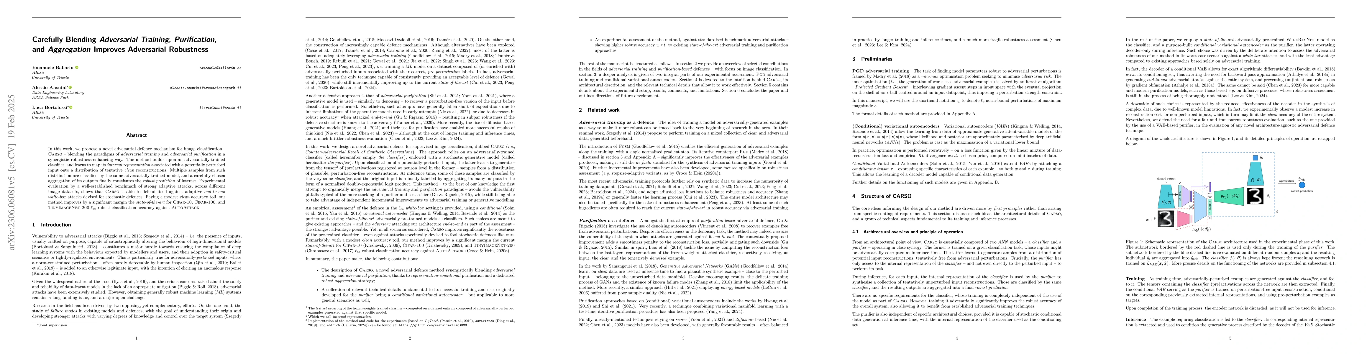 Thumbnail for Carefully Blending Adversarial Training and Purification Improves
  Adversarial Robustness