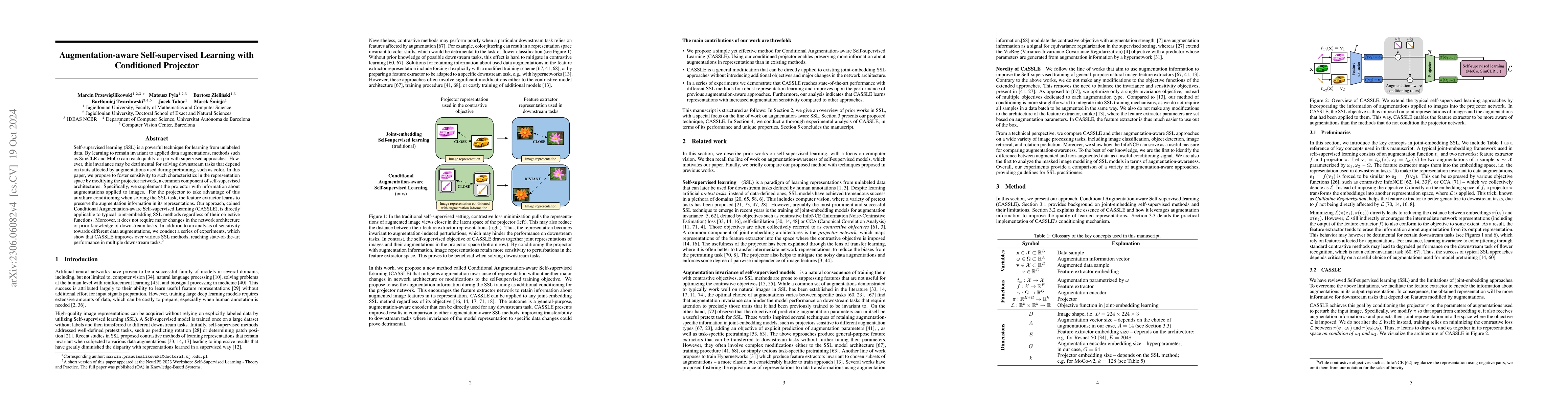 Thumbnail for Augmentation-aware Self-supervised Learning with Conditioned Projector