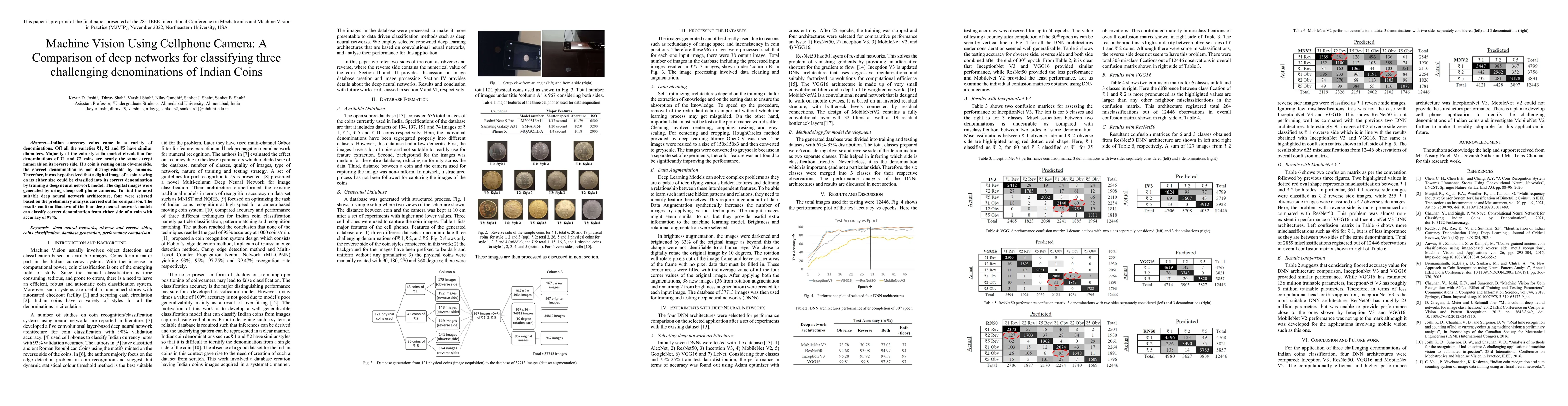Thumbnail for Machine Vision Using Cellphone Camera: A Comparison of deep networks for
  classifying three challenging denominations of Indian Coins