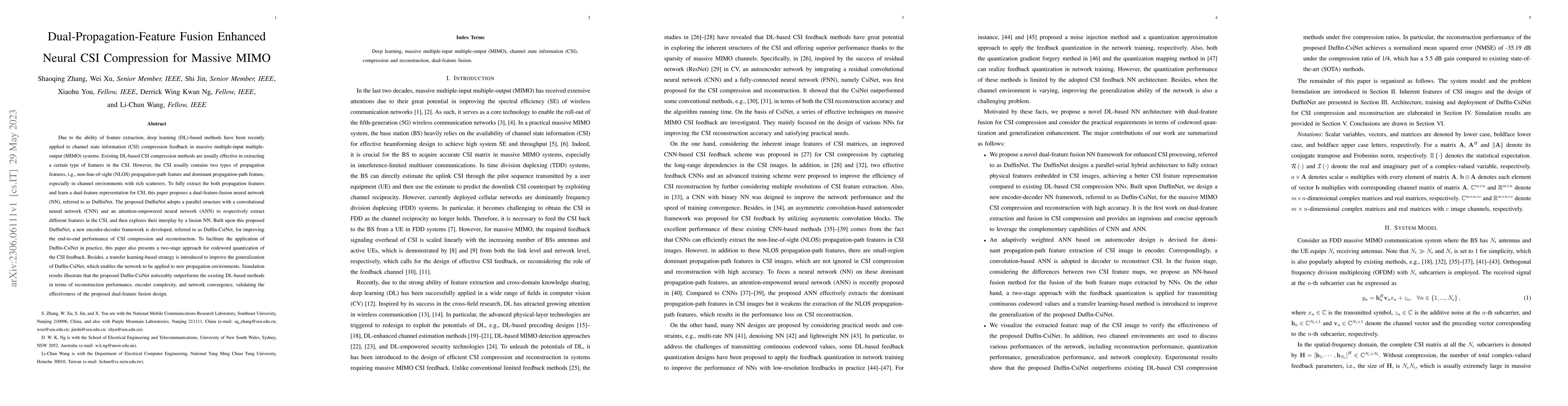 Thumbnail for Dual-Propagation-Feature Fusion Enhanced Neural CSI Compression for
  Massive MIMO