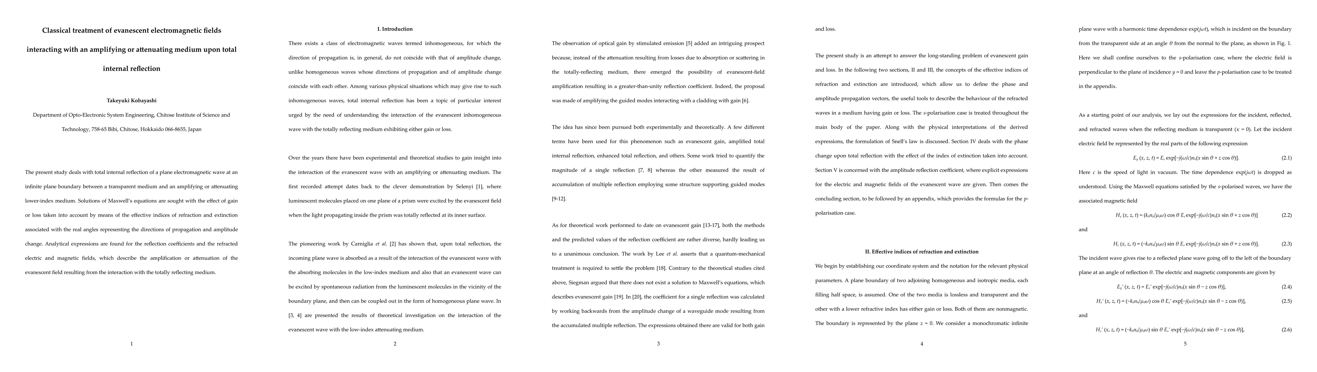 Thumbnail for Classical treatment of evanescent electromagnetic fields interacting
  with an amplifying or attenuating medium upon total internal reflection
