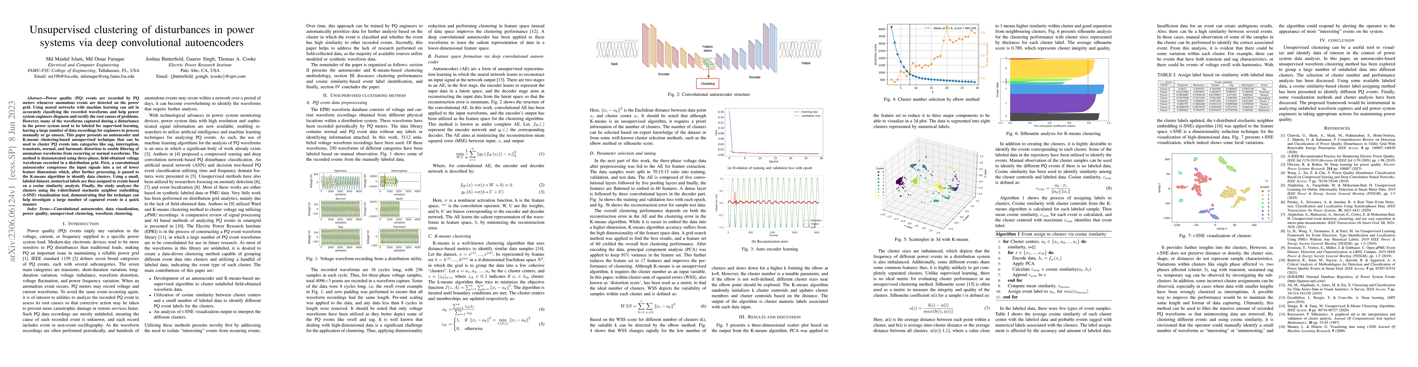 Thumbnail for Unsupervised clustering of disturbances in power systems via deep
  convolutional autoencoders