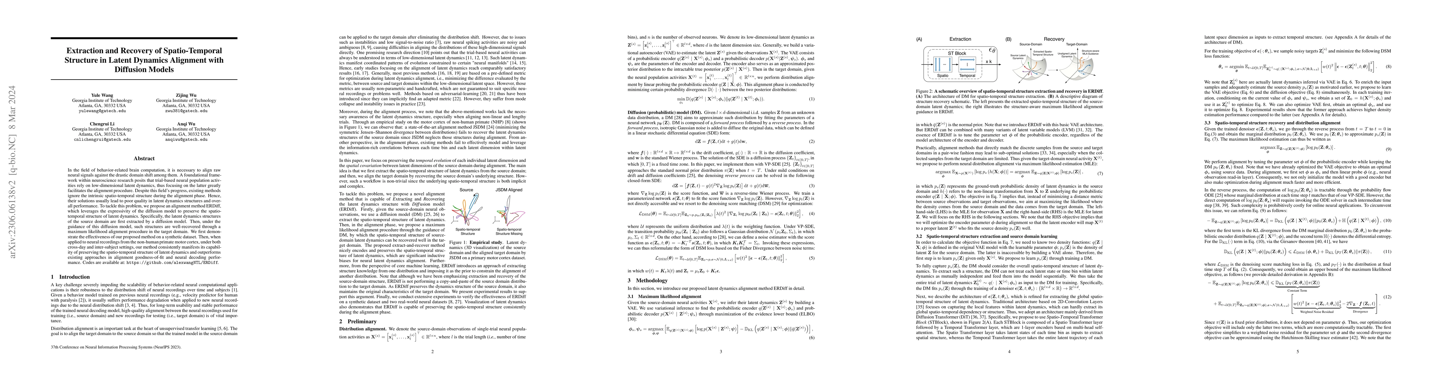 Thumbnail for Extraction and Recovery of Spatio-Temporal Structure in Latent Dynamics
  Alignment with Diffusion Models