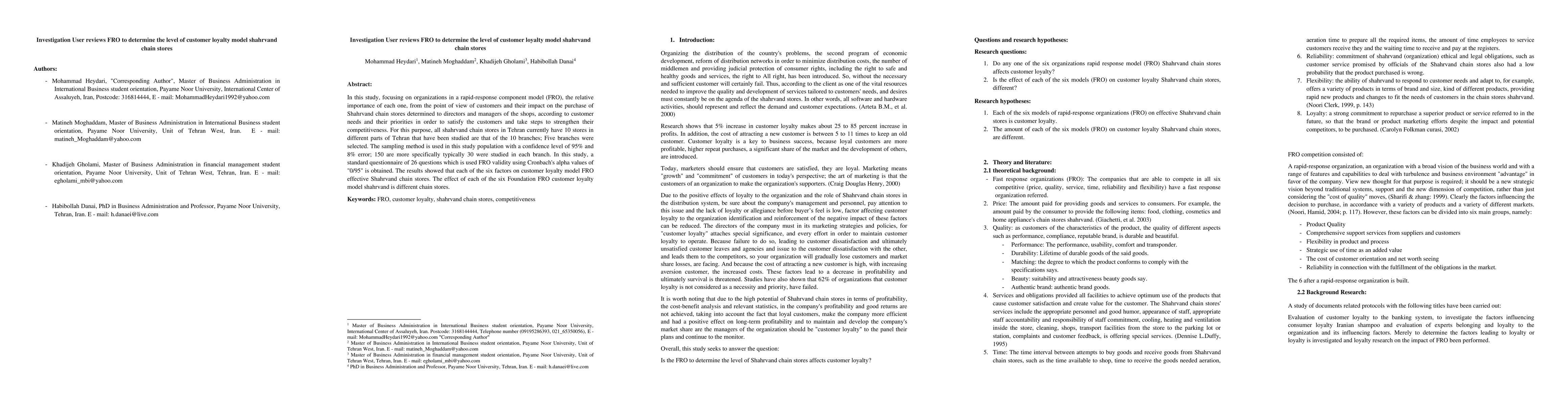 Thumbnail for Investigation User Reviews FRO to Determine the Level of Customer
  Loyalty Model Shahrvand Chain Stores