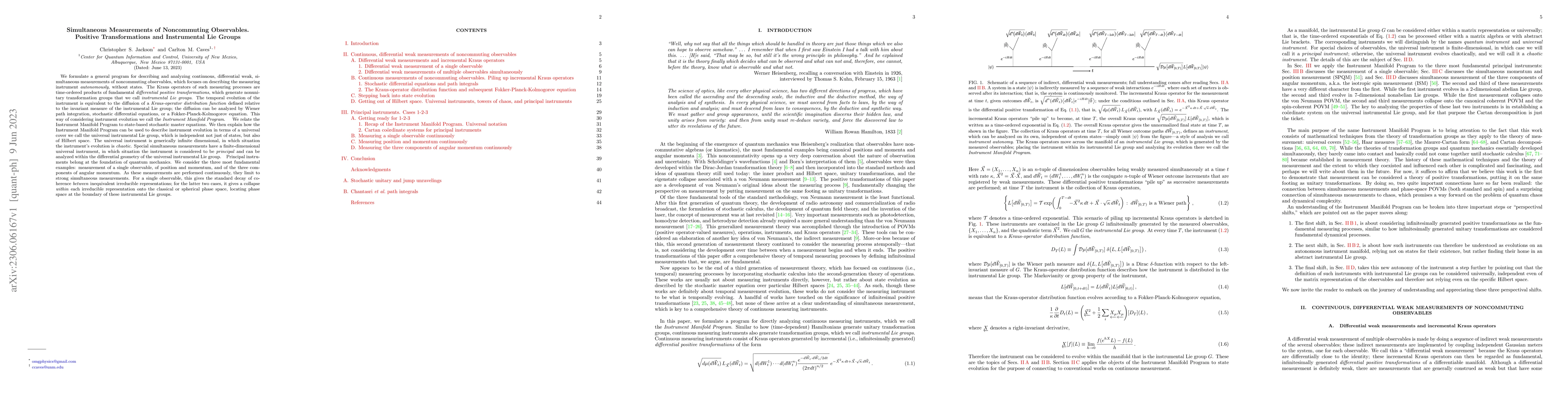 Thumbnail for Simultaneous Measurements of Noncommuting Observables. Positive
  Transformations and Instrumental Lie Groups