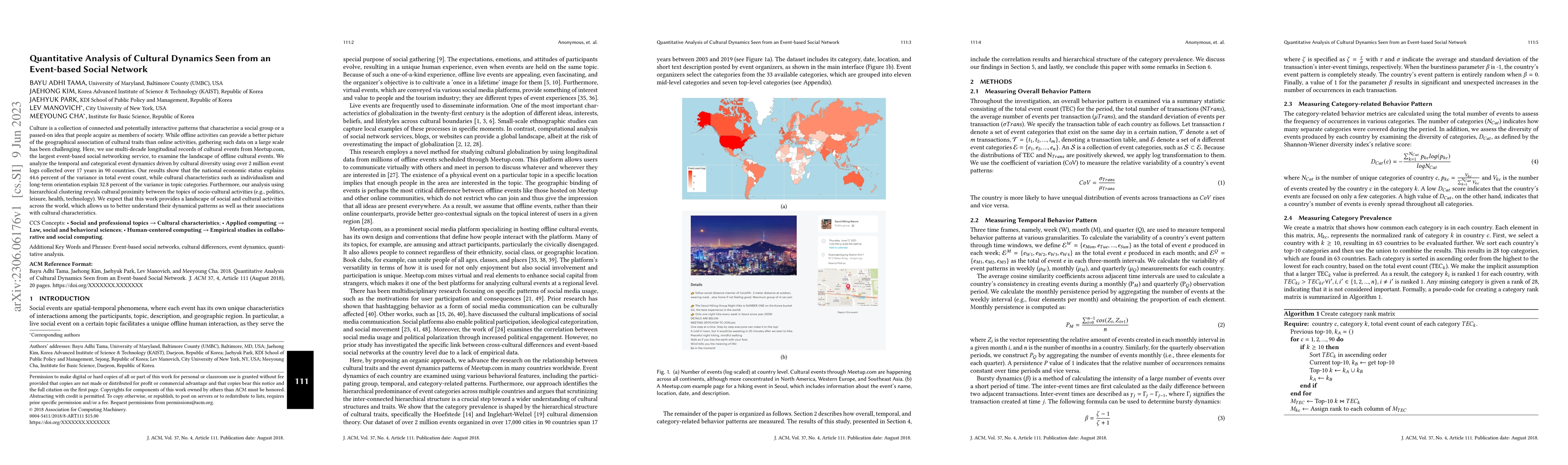 Thumbnail for Quantitative Analysis of Cultural Dynamics Seen from an Event-based
  Social Network