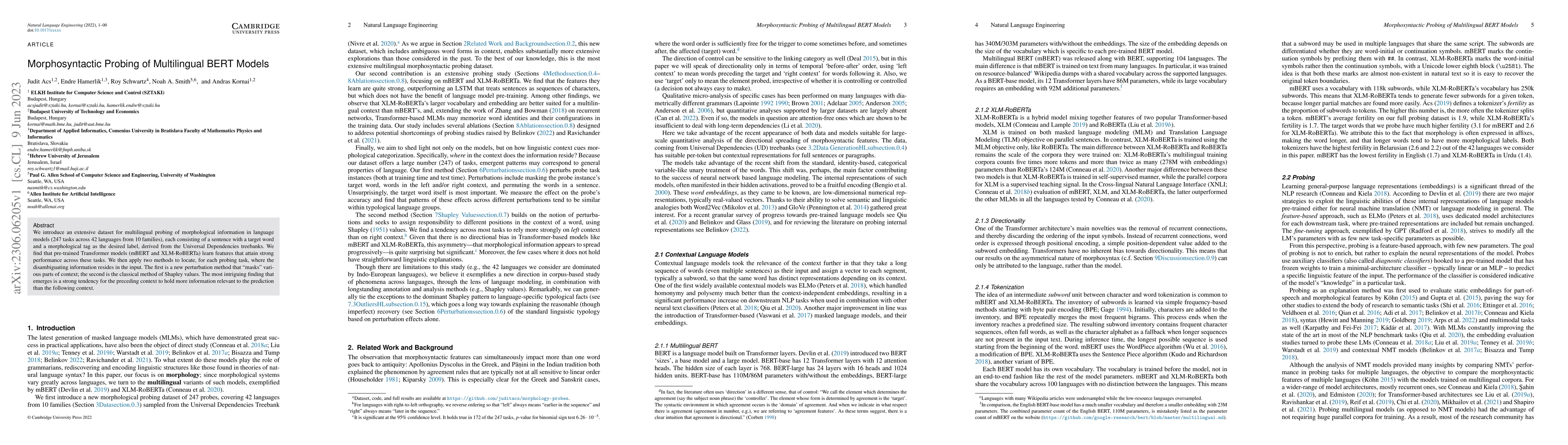 Thumbnail for Morphosyntactic probing of multilingual BERT models