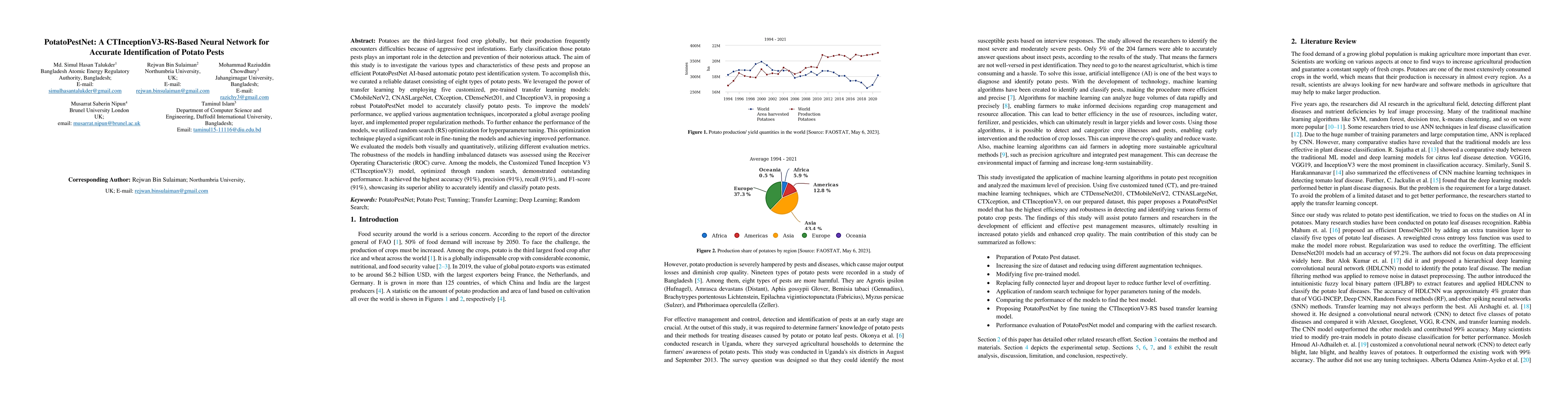 Thumbnail for PotatoPestNet: A CTInceptionV3-RS-Based Neural Network for Accurate
  Identification of Potato Pests