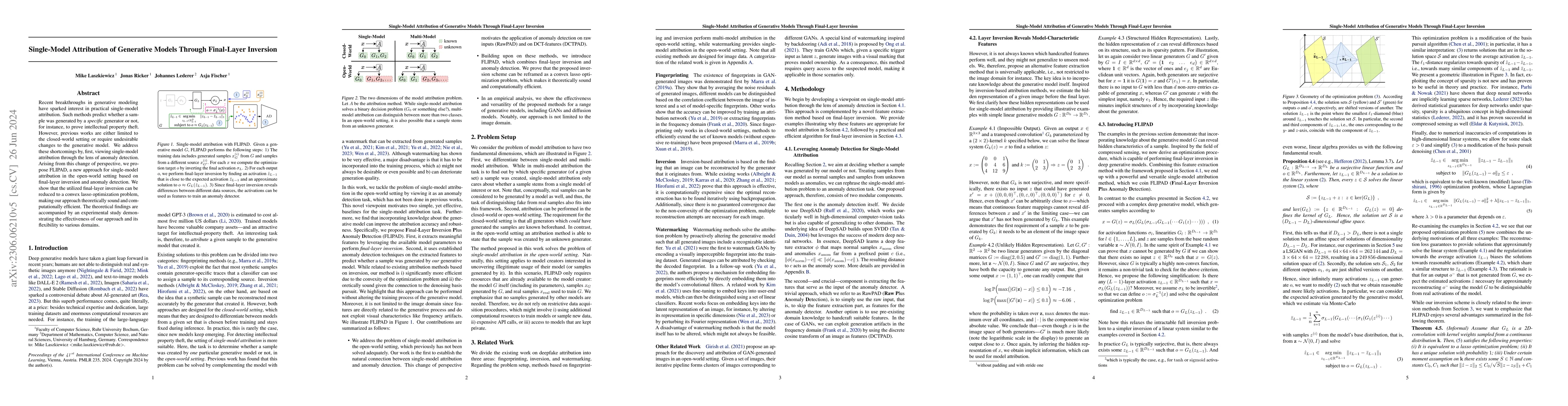 Thumbnail for Single-Model Attribution of Generative Models Through Final-Layer
  Inversion