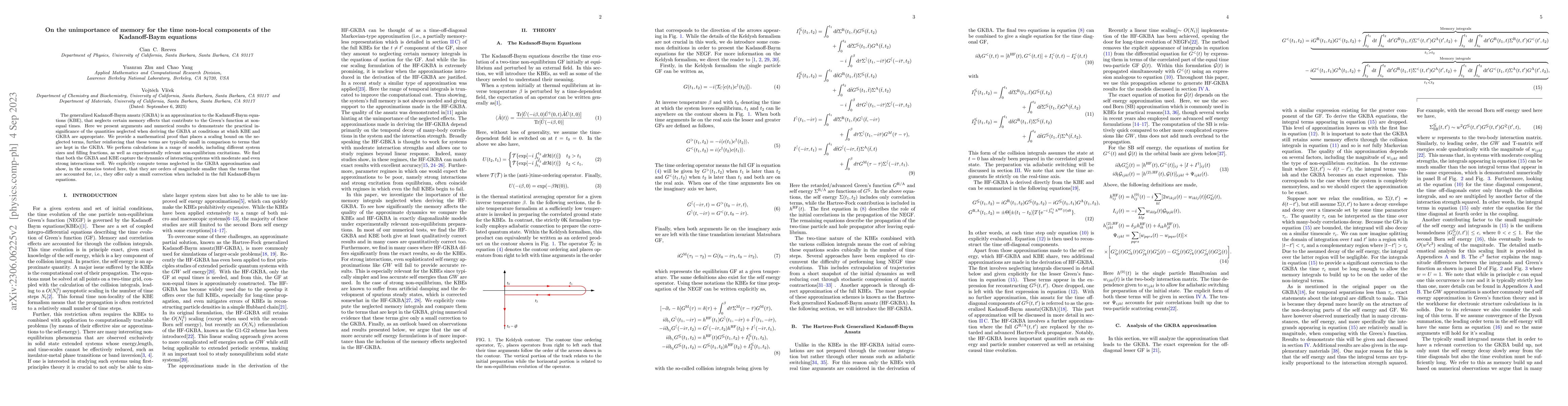 Thumbnail for On the unimportance of memory for the time non-local components of the
  Kadanoff-Baym equations