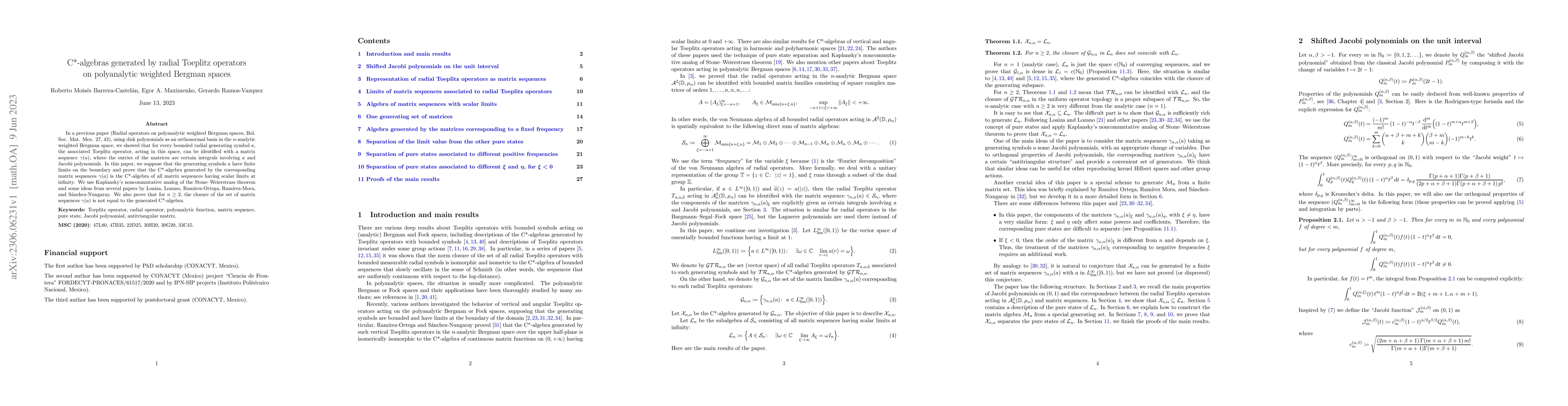 Thumbnail for C*-algebras generated by radial Toeplitz operators on polyanalytic
  weighted Bergman spaces