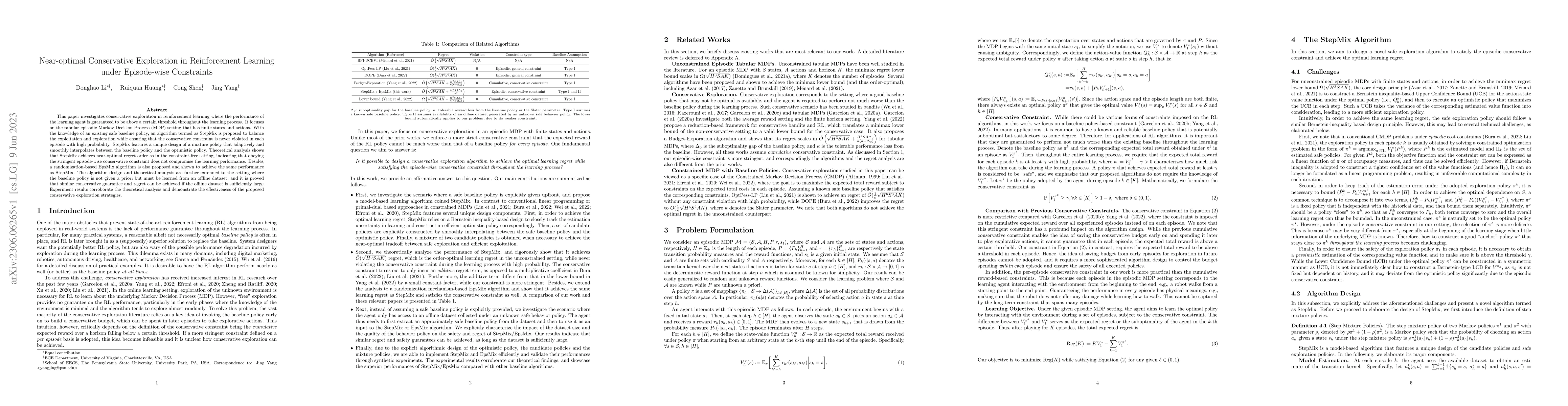 Thumbnail for Near-optimal Conservative Exploration in Reinforcement Learning under
  Episode-wise Constraints