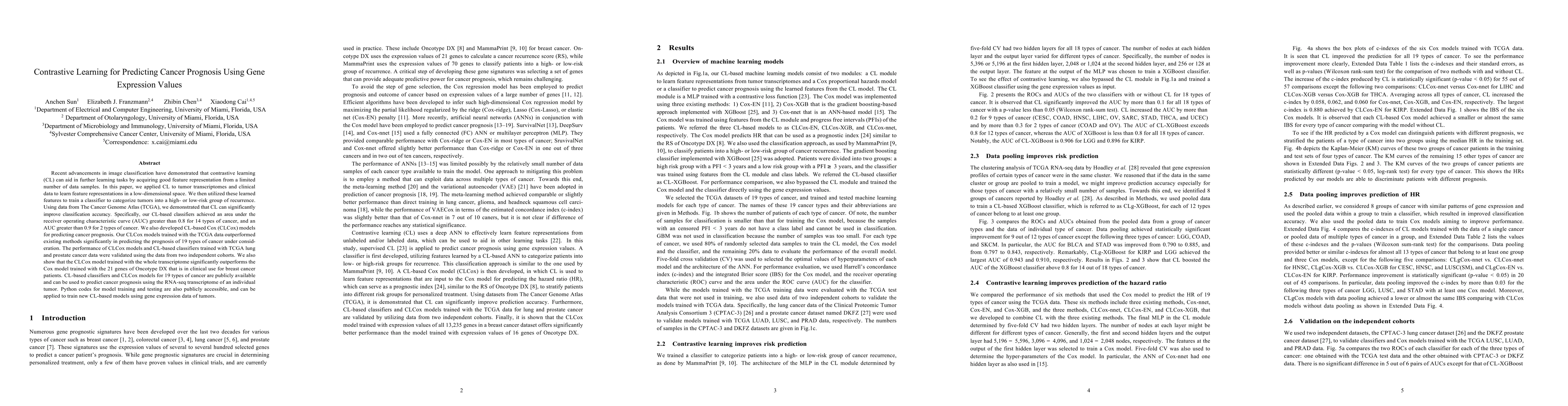 Thumbnail for Contrastive Learning for Predicting Cancer Prognosis Using Gene
  Expression Values