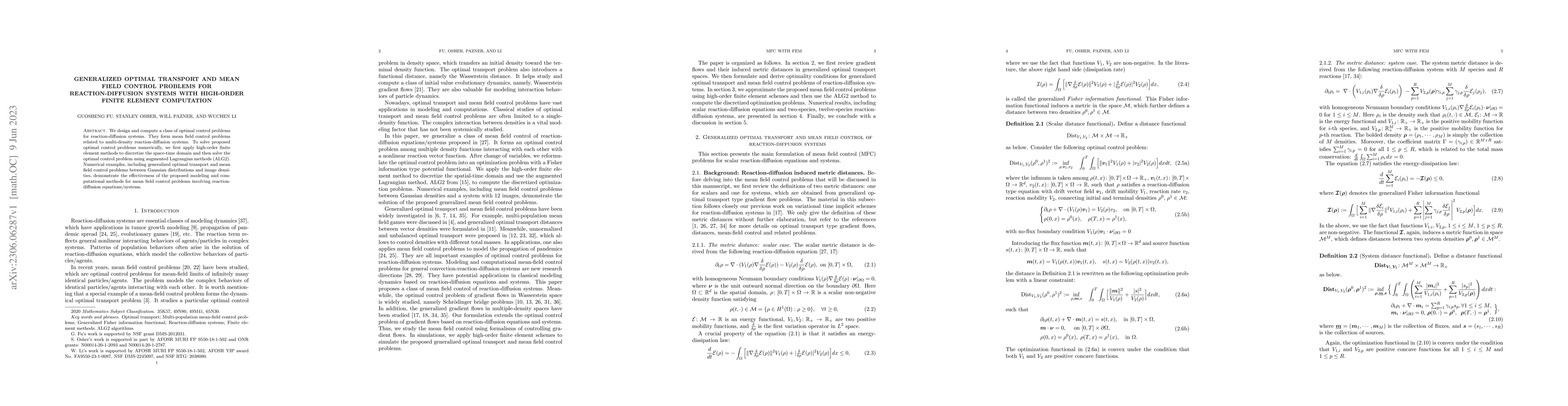Thumbnail for Generalized optimal transport and mean field control problems for
  reaction-diffusion systems with high-order finite element computation