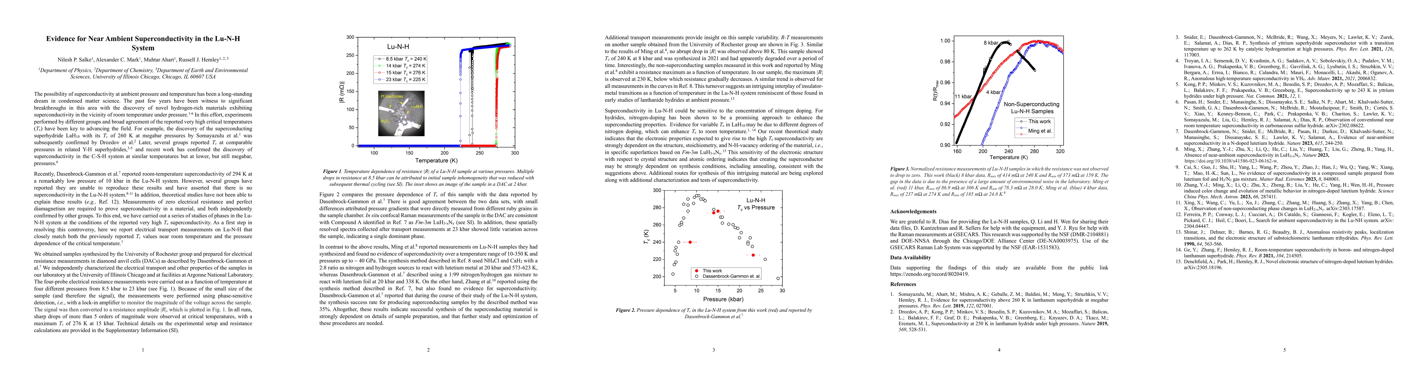 Thumbnail for Evidence for Near Ambient Superconductivity in the Lu-N-H System