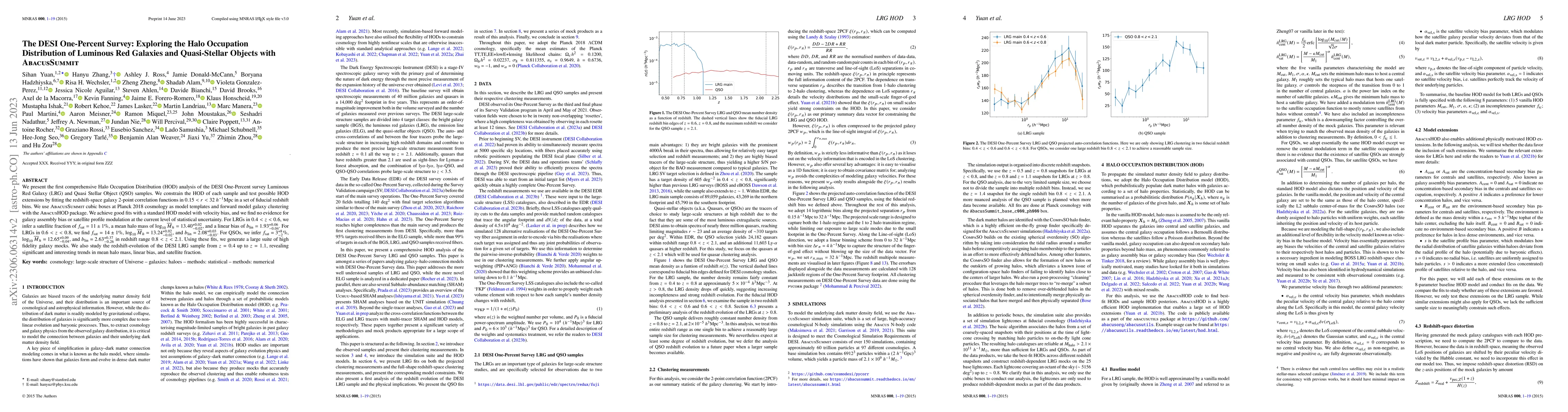 Thumbnail for The DESI One-Percent Survey: Exploring the Halo Occupation Distribution
  of Luminous Red Galaxies and Quasi-Stellar Objects with AbacusSummit
