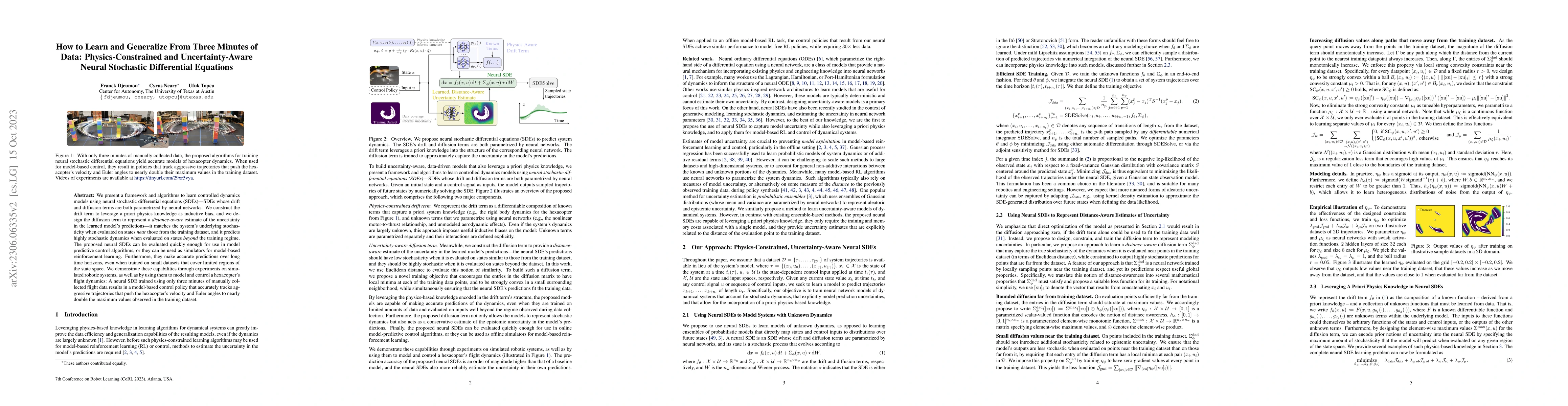 Thumbnail for How to Learn and Generalize From Three Minutes of Data:
  Physics-Constrained and Uncertainty-Aware Neural Stochastic Differential
  Equations