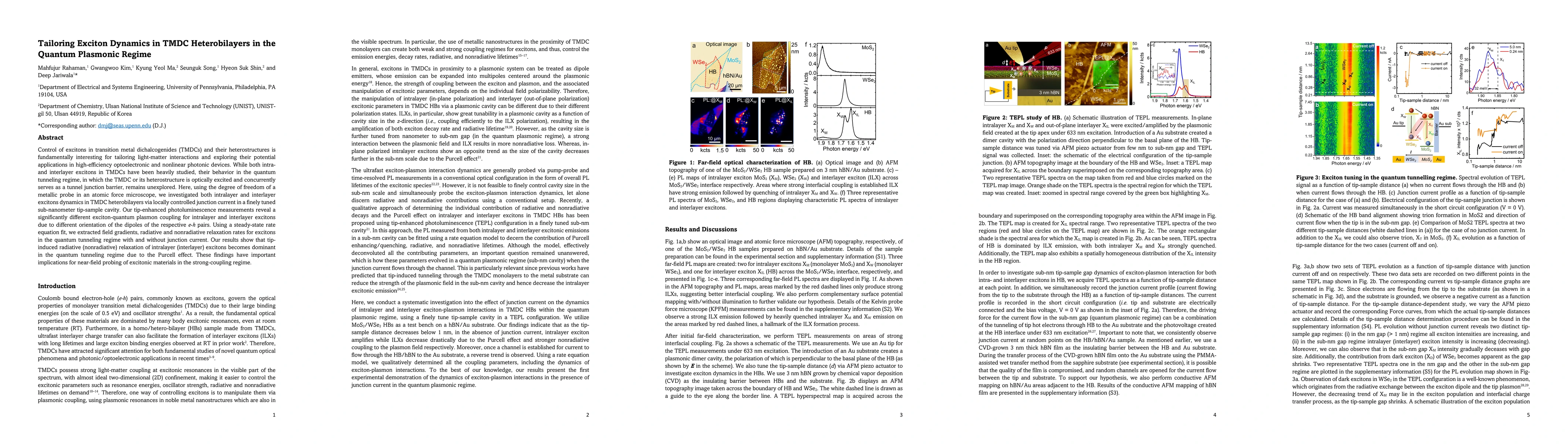 Thumbnail for Tailoring Exciton Dynamics in TMDC Heterobilayers in the Quantum
  Plasmonic Regime