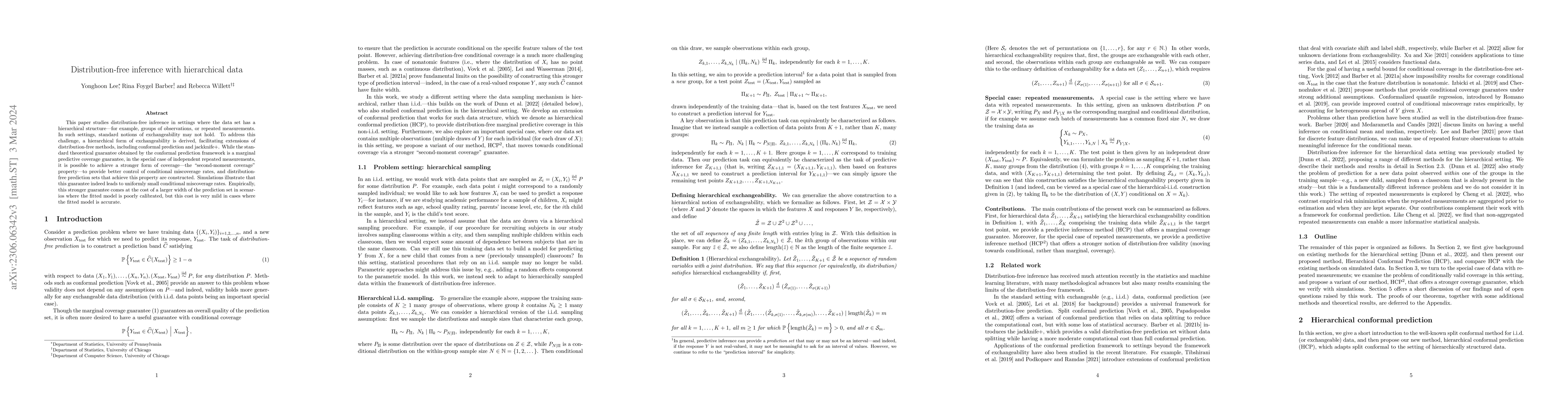 Thumbnail for Distribution-free inference with hierarchical data