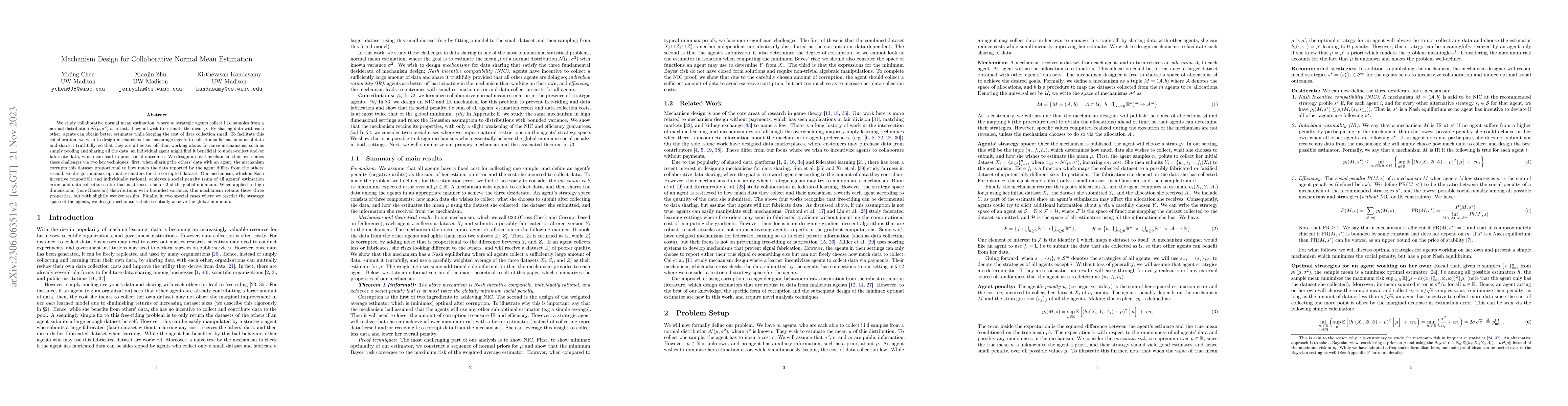 Thumbnail for Mechanism Design for Collaborative Normal Mean Estimation