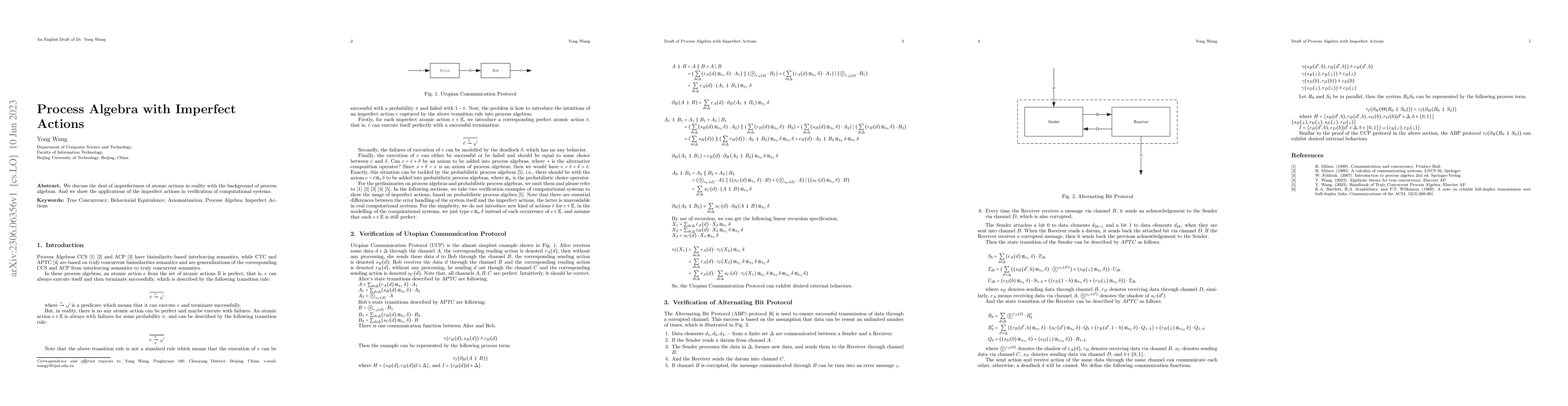 Thumbnail for Process Algebra with Imperfect Actions